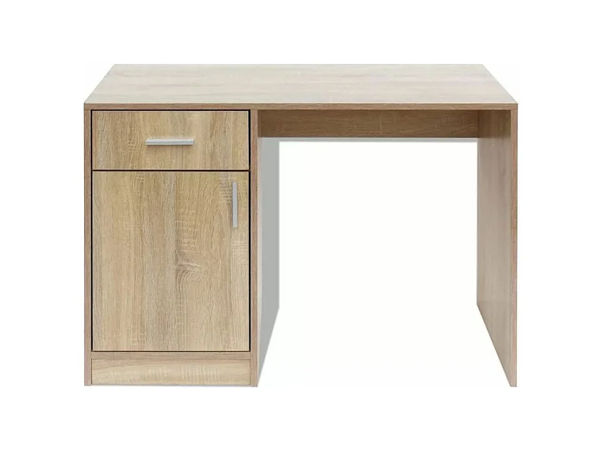 Bureau 1 tiroir 1 placard bois chêne clair Vanirel
