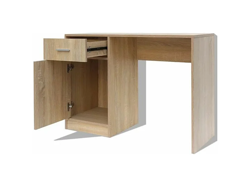 Bureau 1 tiroir 1 placard bois chêne clair Vanirel
