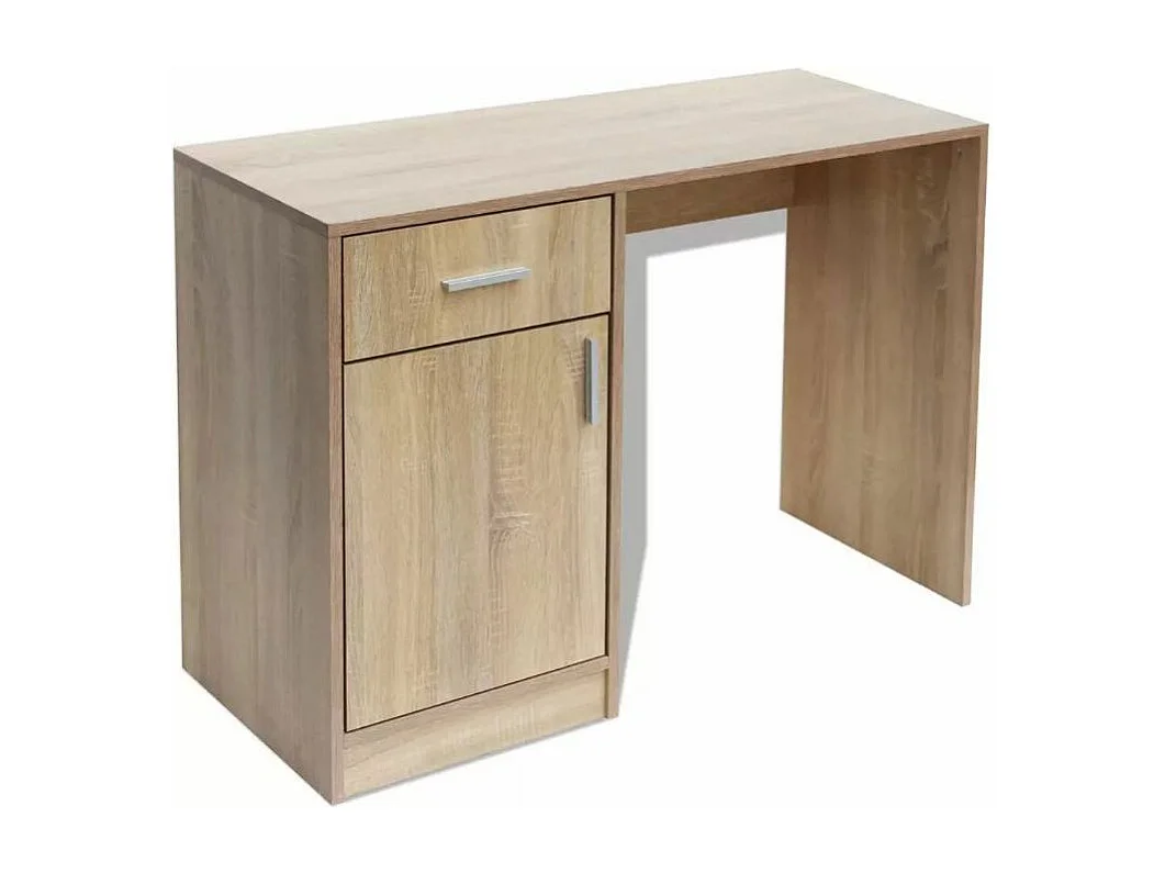 Bureau 1 tiroir 1 placard bois chêne clair Vanirel