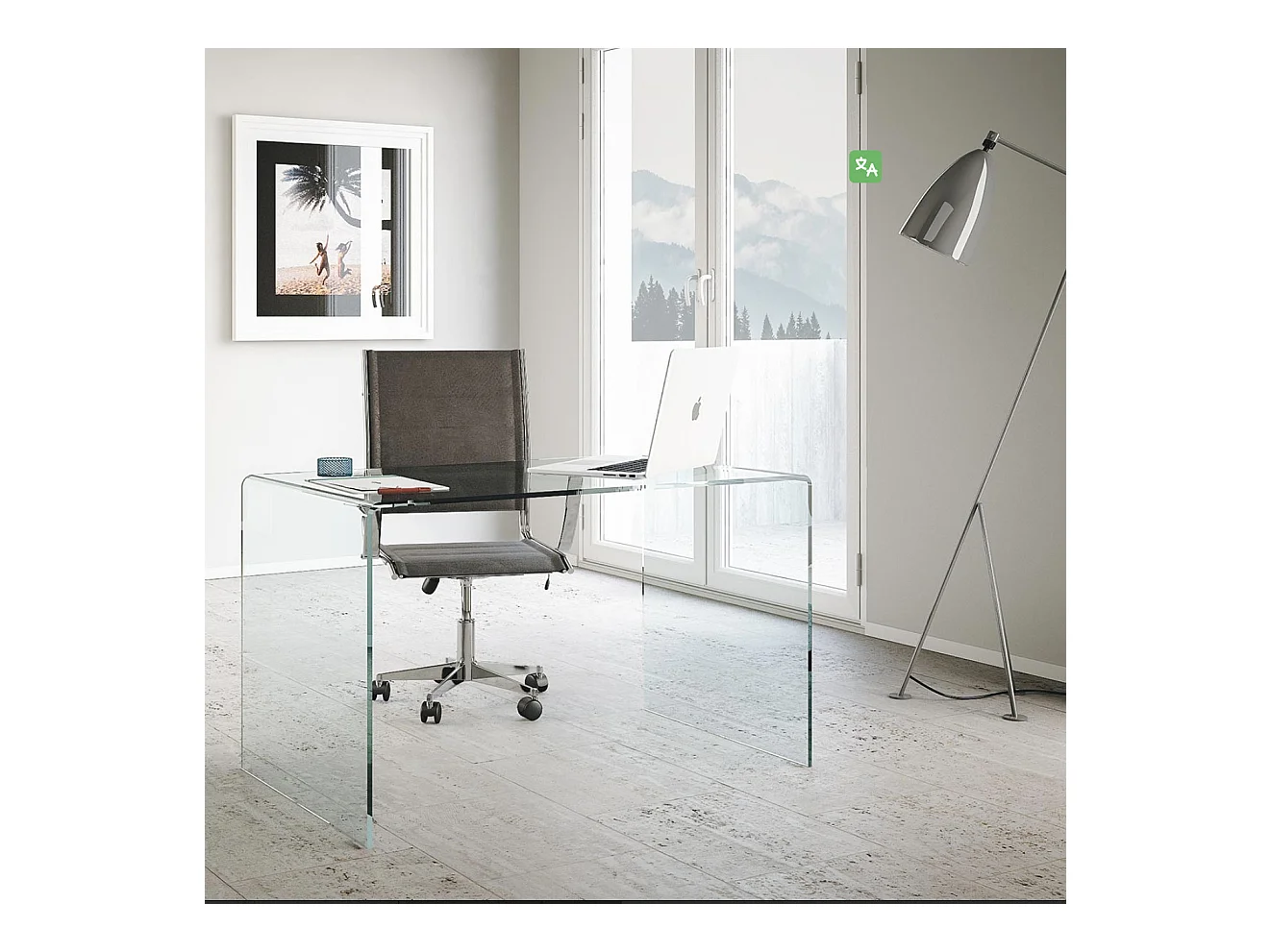 Bureau design verre trempé Kays 100cm