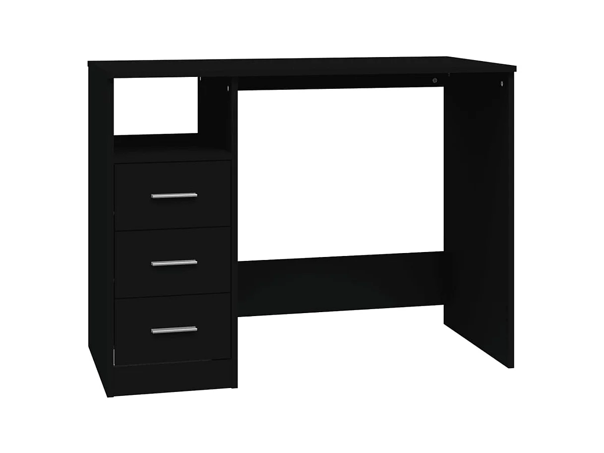 Bureau avec tiroirs Noir 102x50x76 Bois d'ingénierie