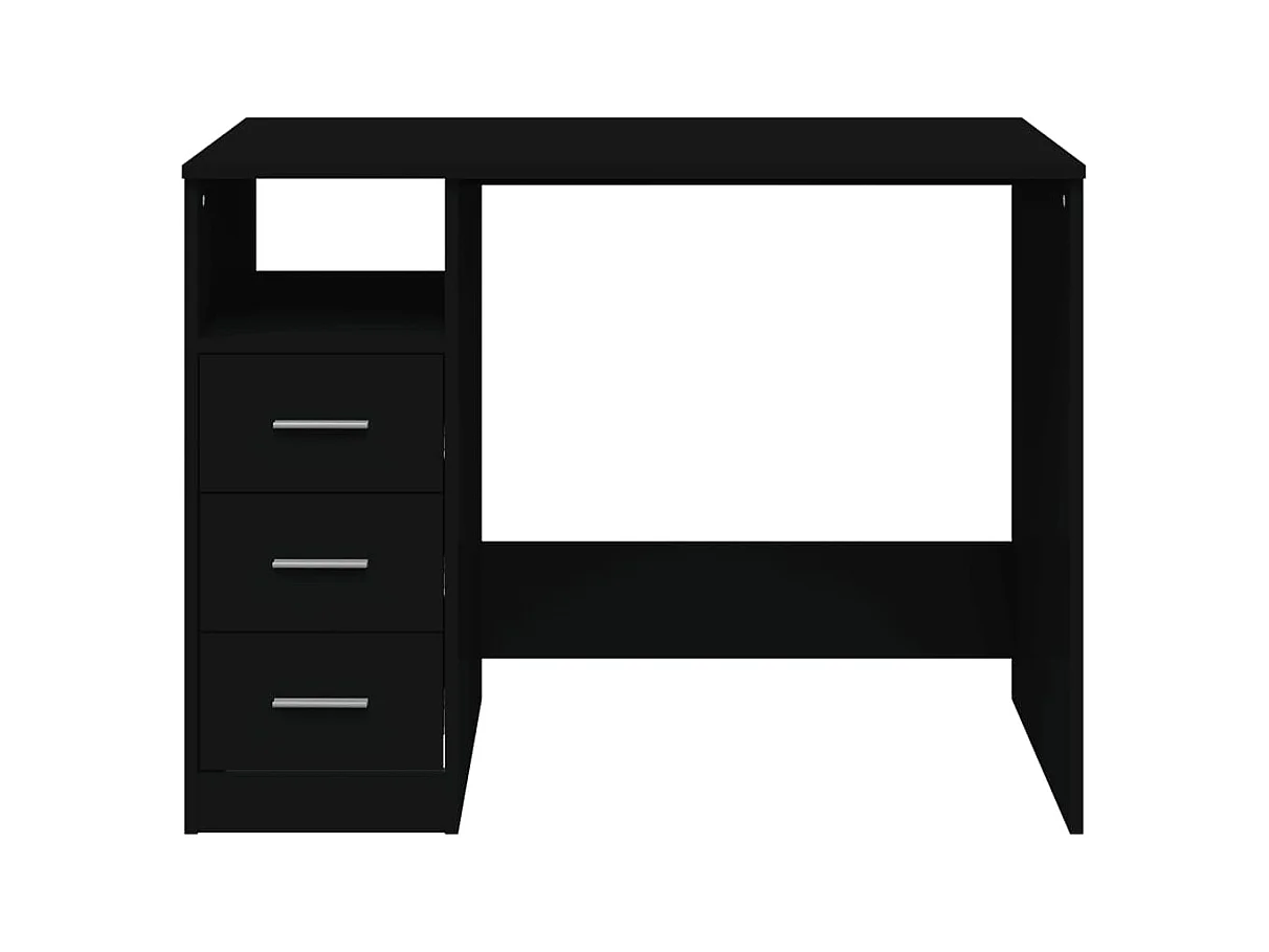 Bureau avec tiroirs Noir 102x50x76 Bois d'ingénierie