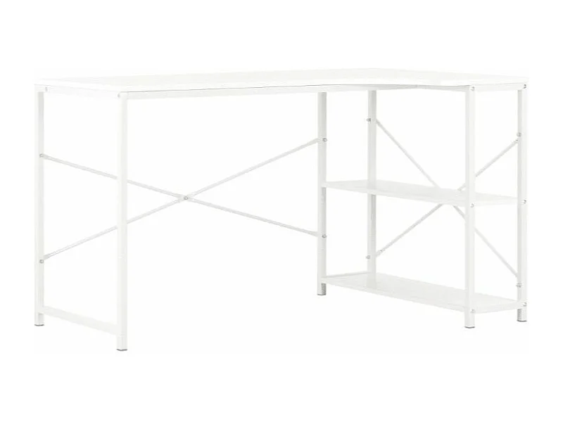 Bureau d'angle 2 étagères métal blanc Jasmin