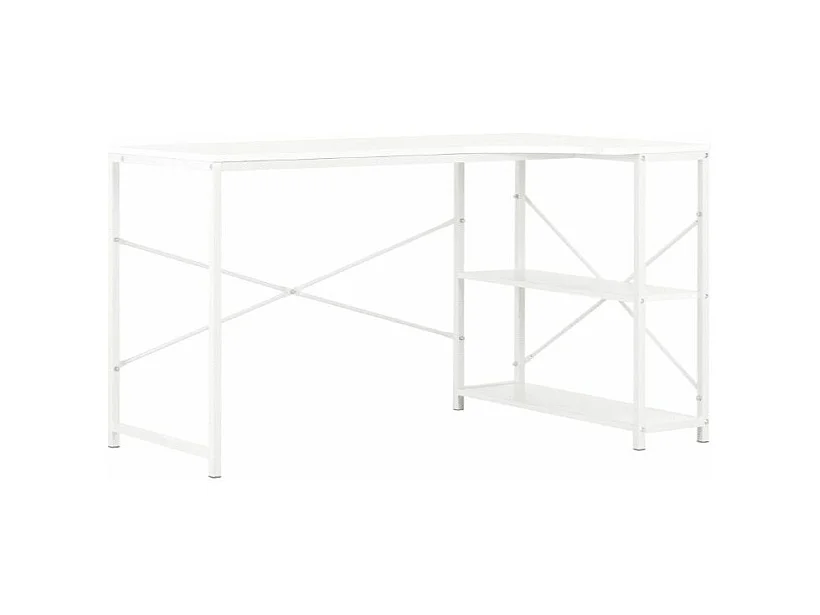 Bureau d'angle 2 étagères métal blanc Jasmin