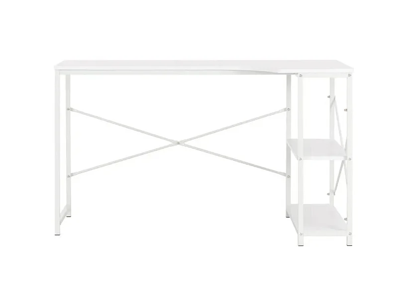 Bureau d'angle 2 étagères métal blanc Jasmin