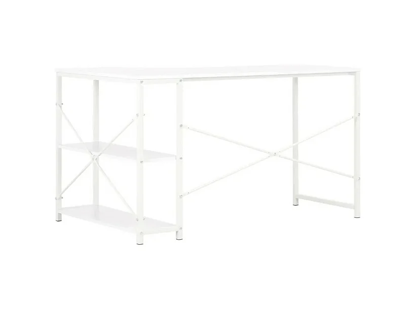 Bureau d'angle 2 étagères métal blanc Jasmin