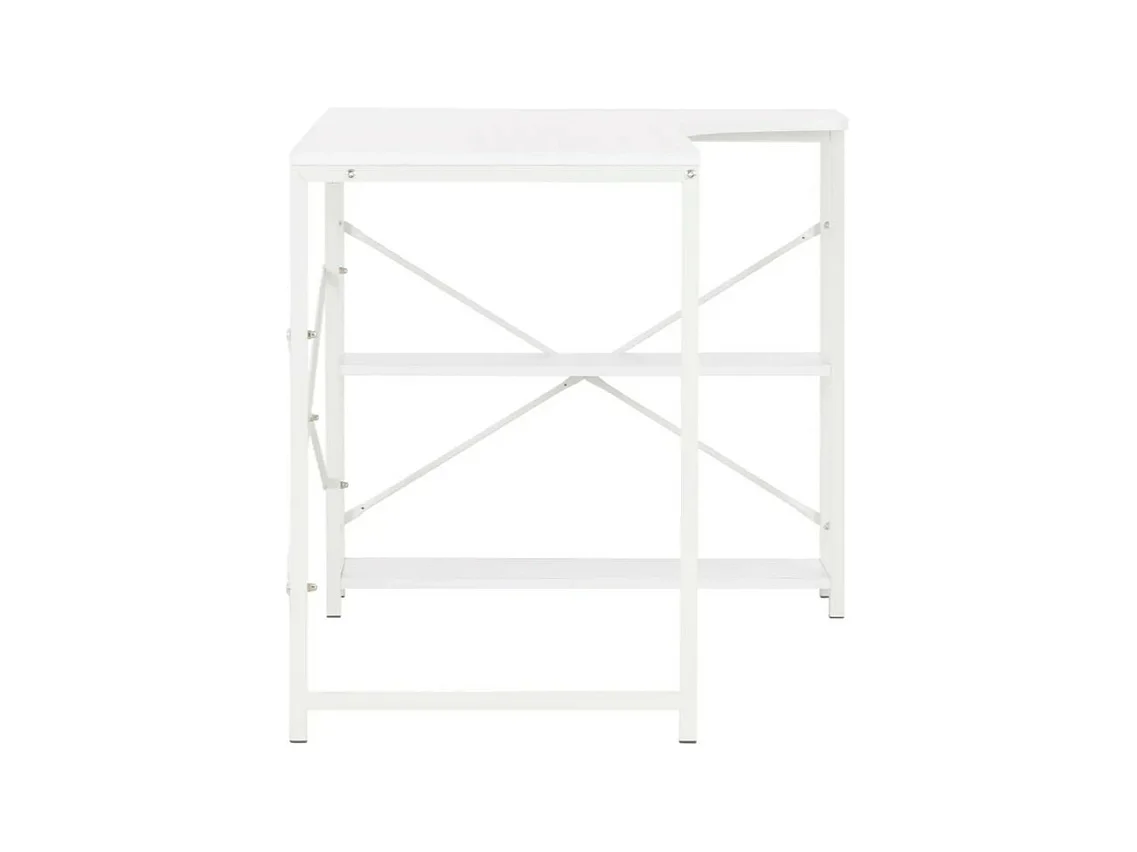 Bureau d'angle 2 étagères métal blanc Jasmin
