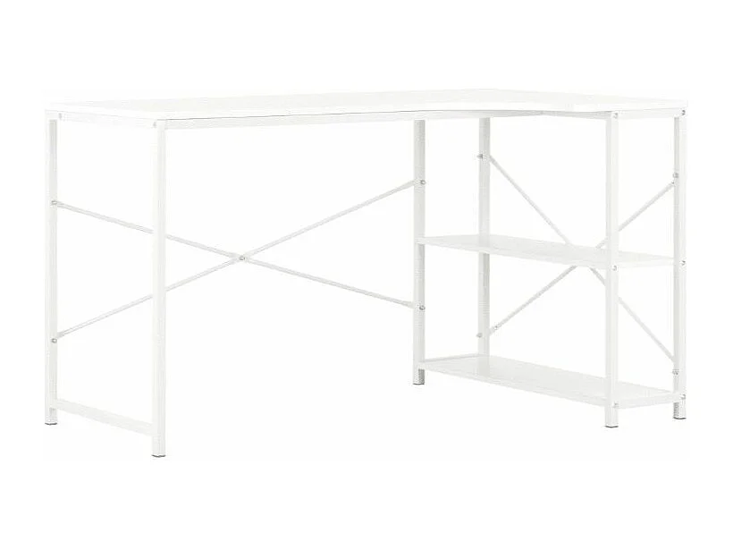 Bureau d'angle 2 étagères métal blanc Jasmin