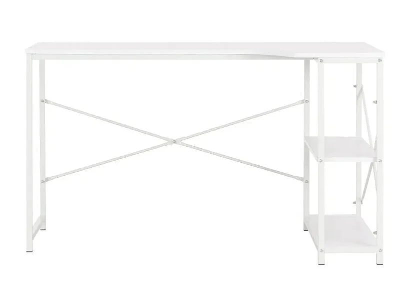 Bureau d'angle 2 étagères métal blanc Jasmin