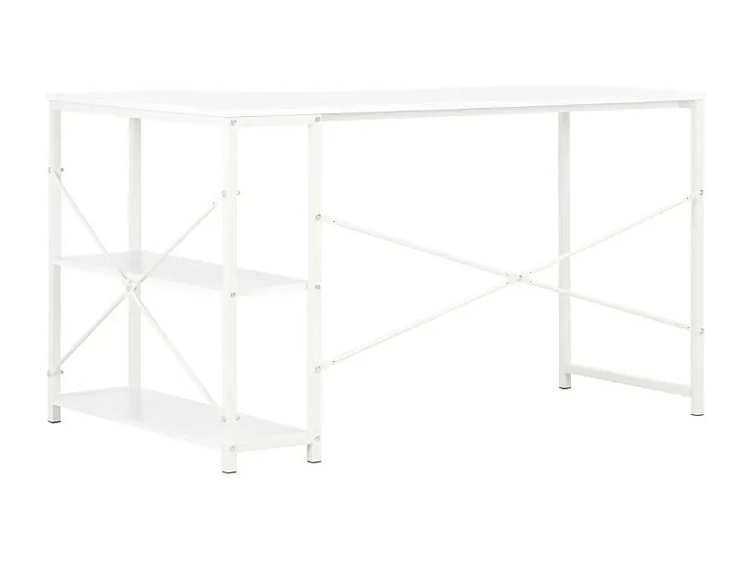 Bureau d'angle 2 étagères métal blanc Jasmin