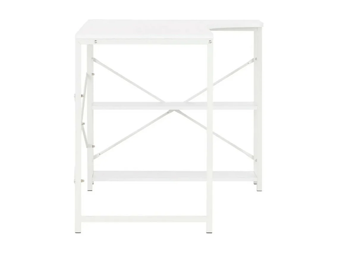 Bureau d'angle 2 étagères métal blanc Jasmin