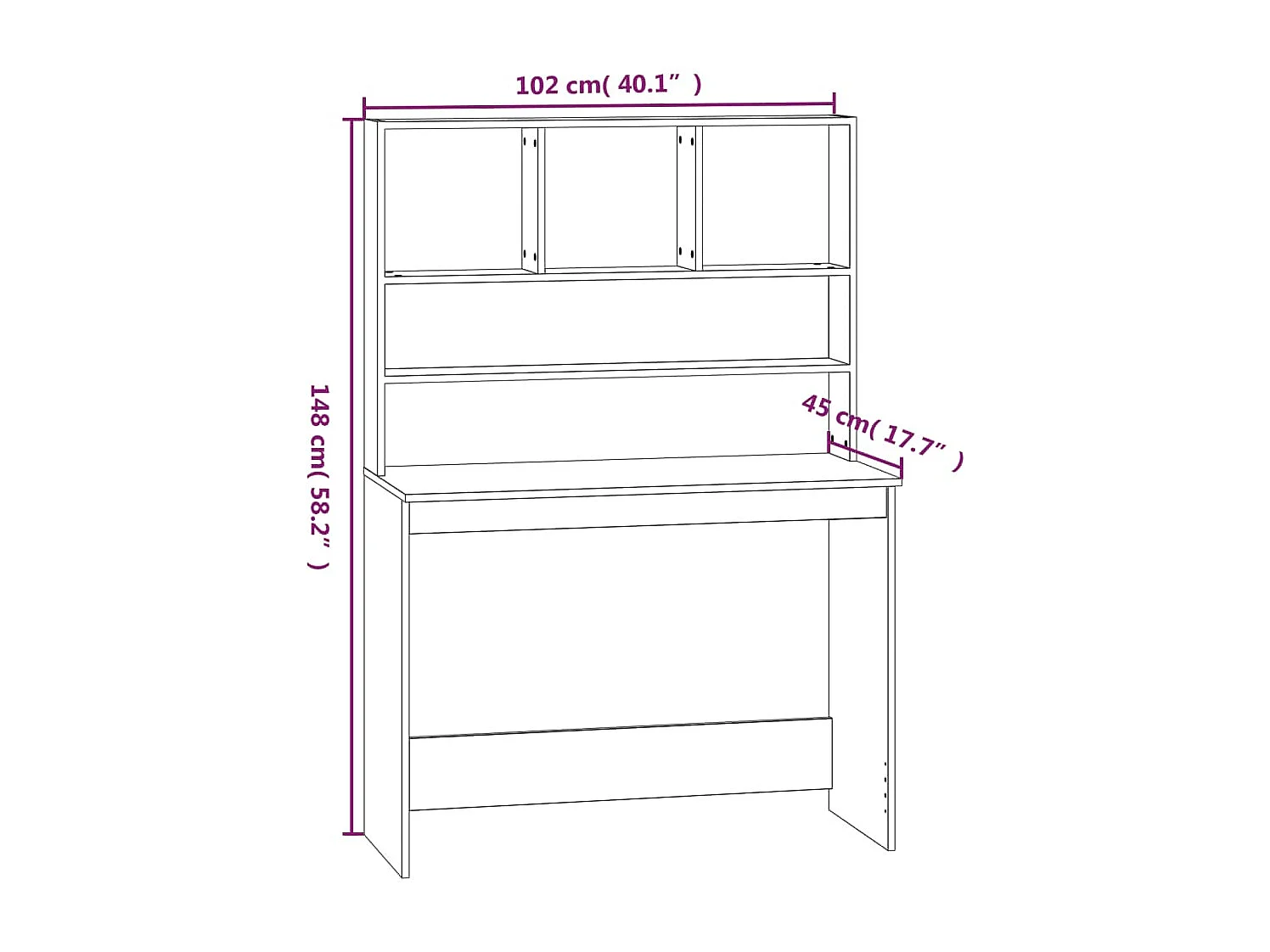 Bureau avec étagères Blanc 102x45x148 Bois d'ingénierie