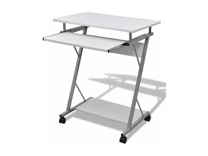 Bureau informatique bois blanc métal Sirya 60cm