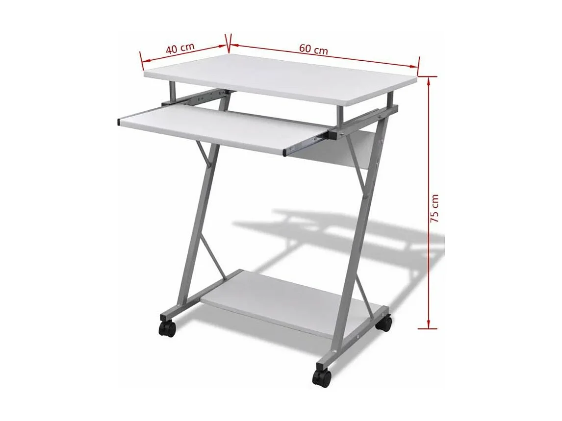 Bureau informatique bois blanc métal Sirya 60cm