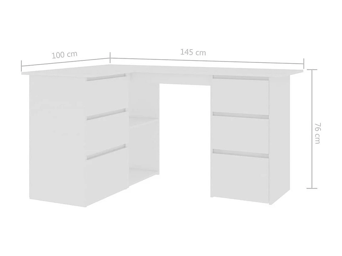 Bureau d'angle Blanc 145x100x76