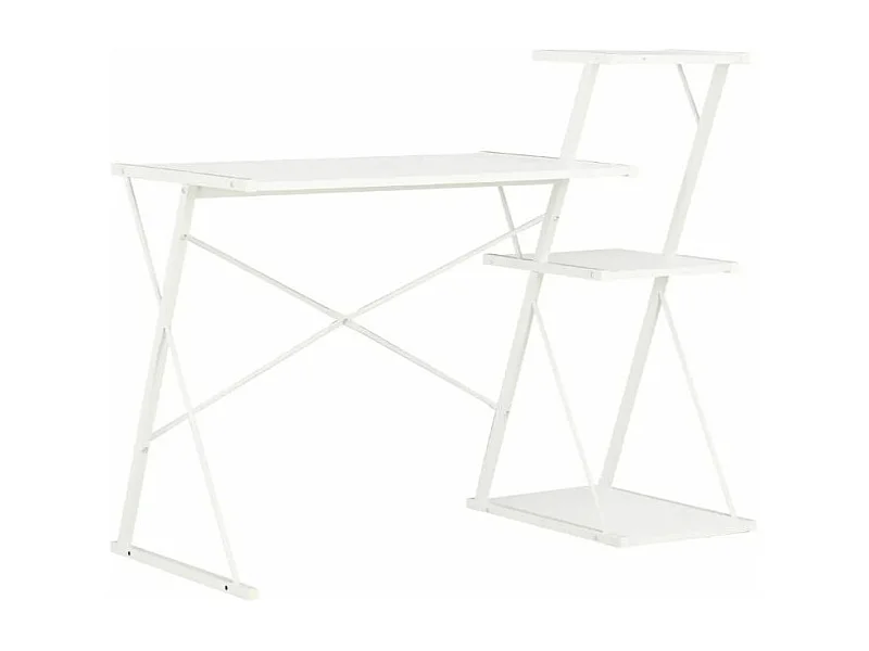 Bureau 3 étagères bois et métal blanc Kajal