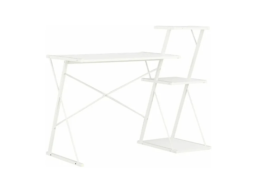 Bureau 3 étagères bois et métal blanc Kajal