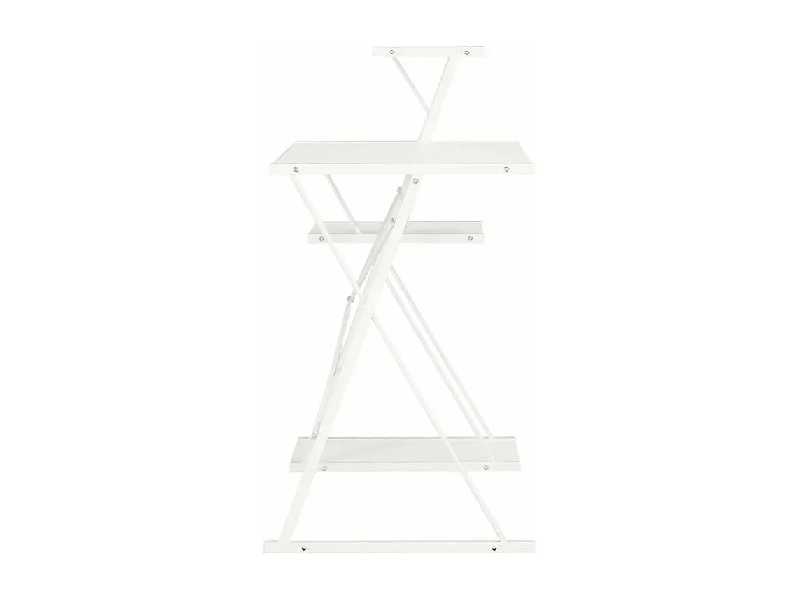 Bureau 3 étagères bois et métal blanc Kajal