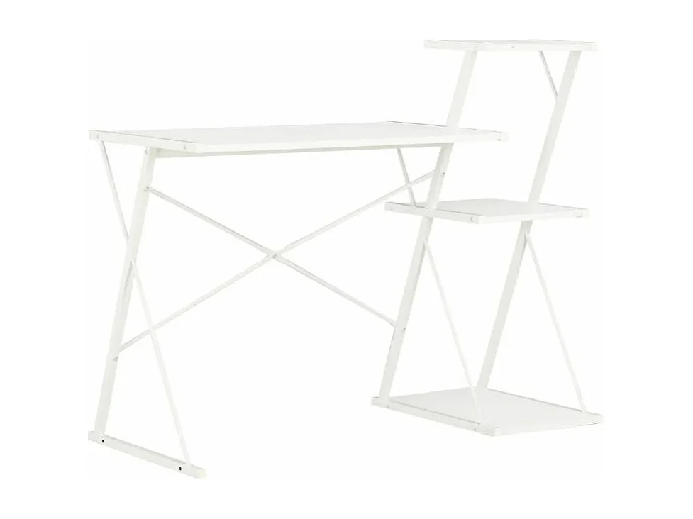 Bureau 3 étagères bois et métal blanc Kajal