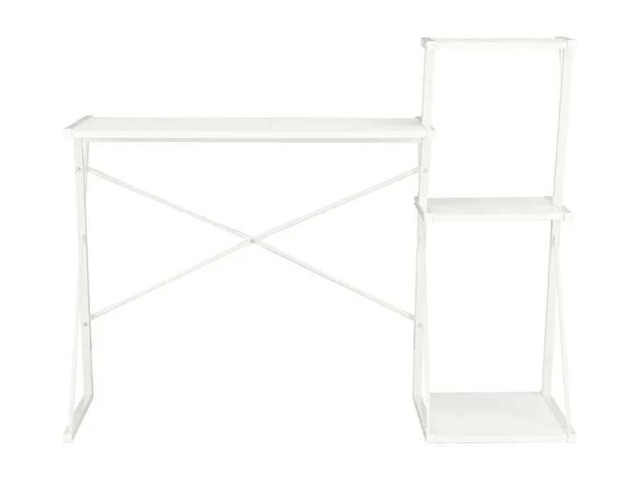 Bureau 3 étagères bois et métal blanc Kajal