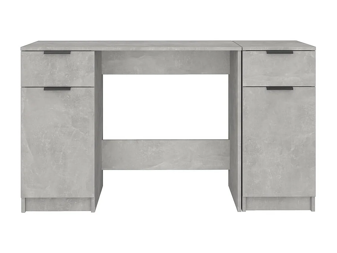 Bureau avec armoire latérale Gris béton Bois d'ingénierie