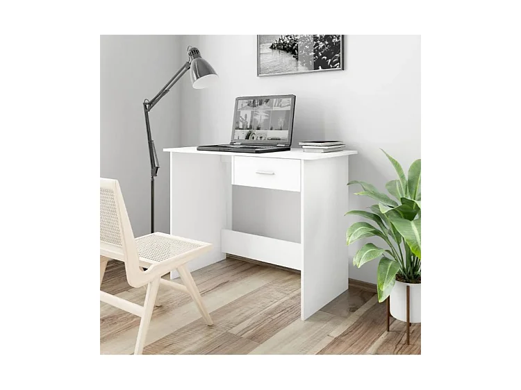 Bureau 1 tiroir bois blanc Athena