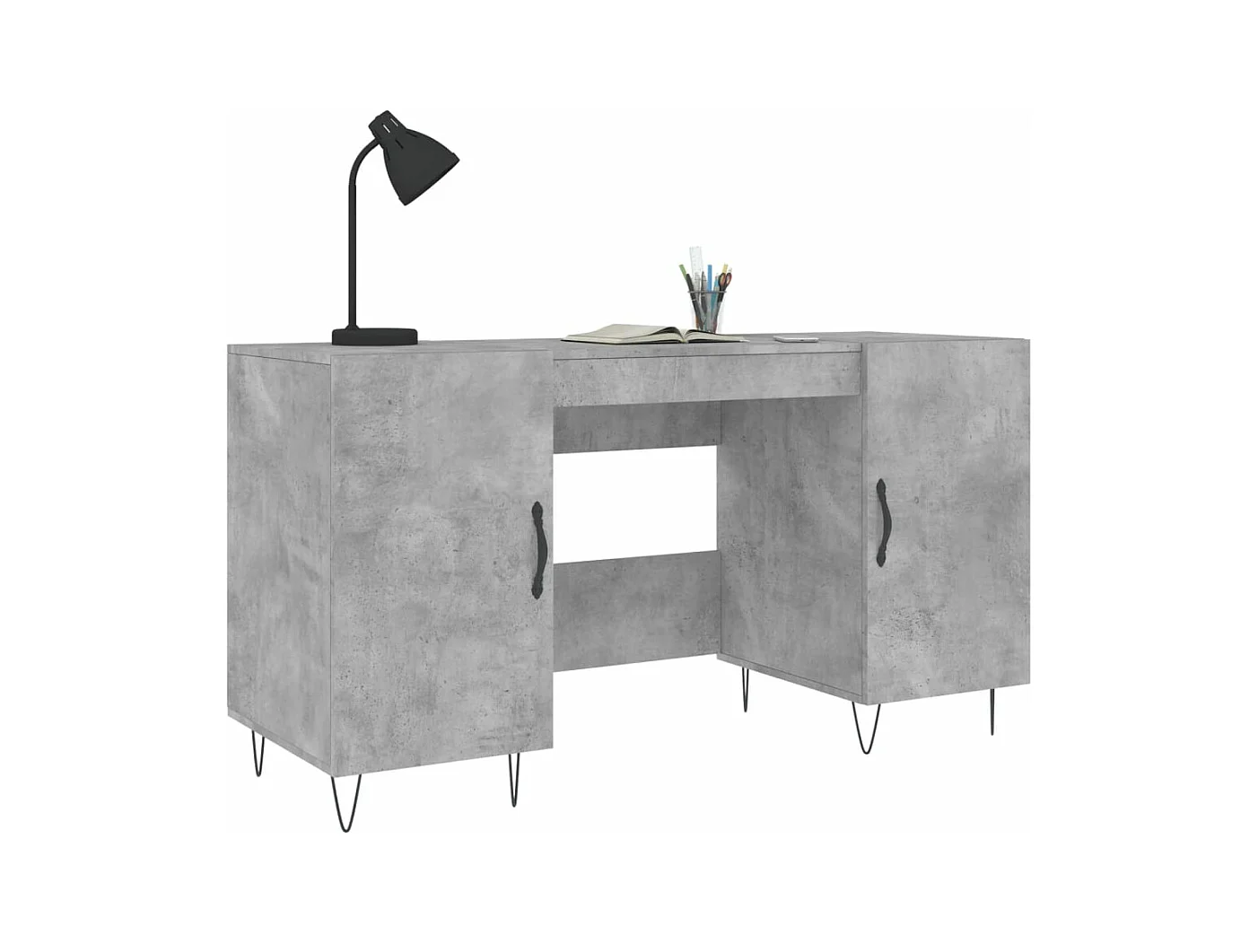 Bureau gris béton 140x50x75 bois d'ingénierie