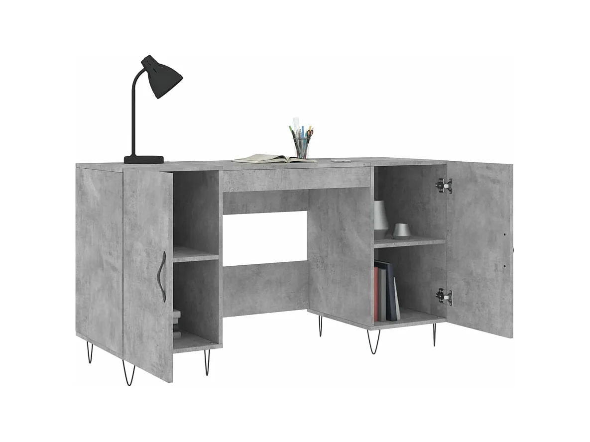 Bureau gris béton 140x50x75 bois d'ingénierie