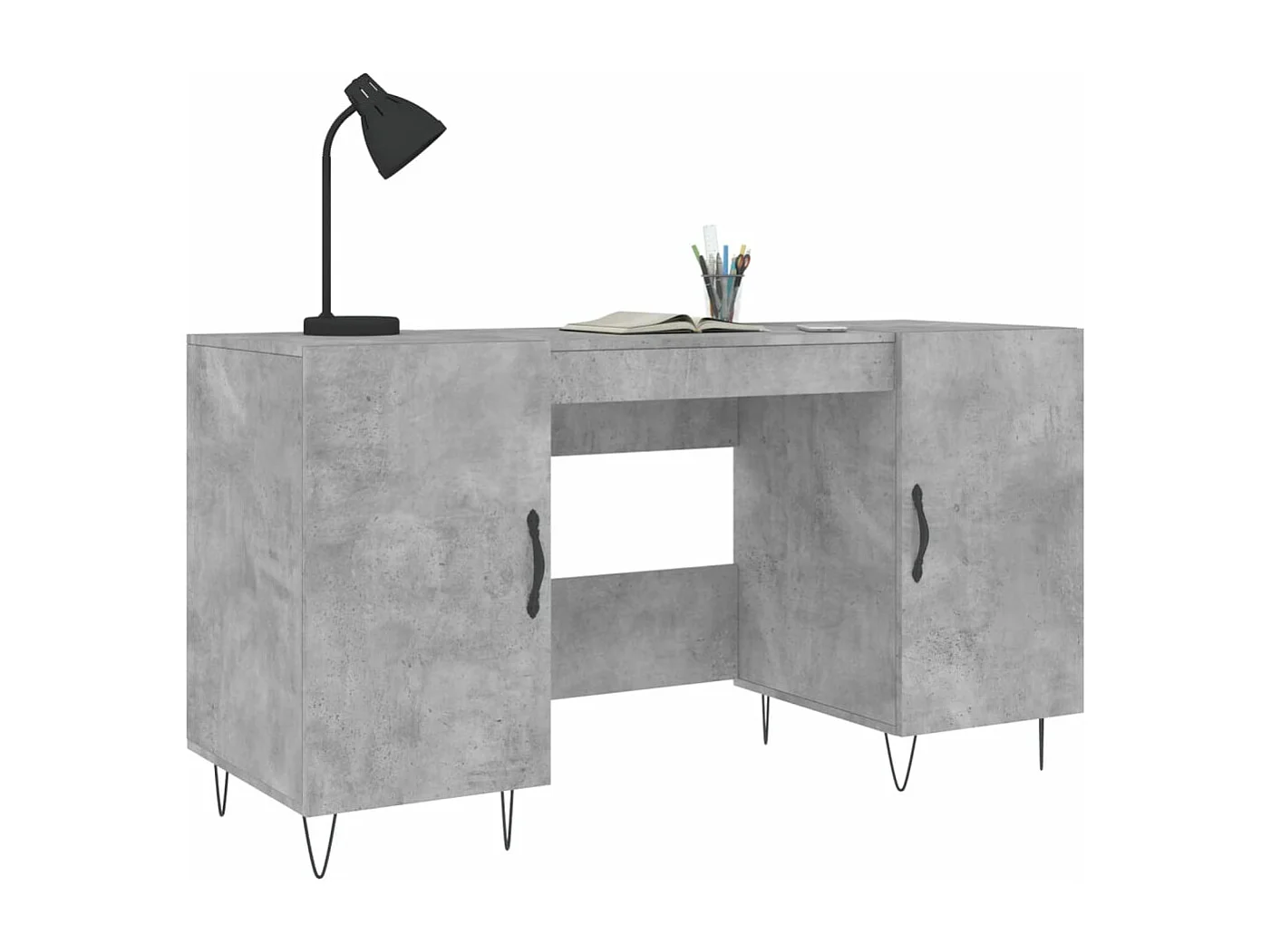 Bureau gris béton 140x50x75 bois d'ingénierie