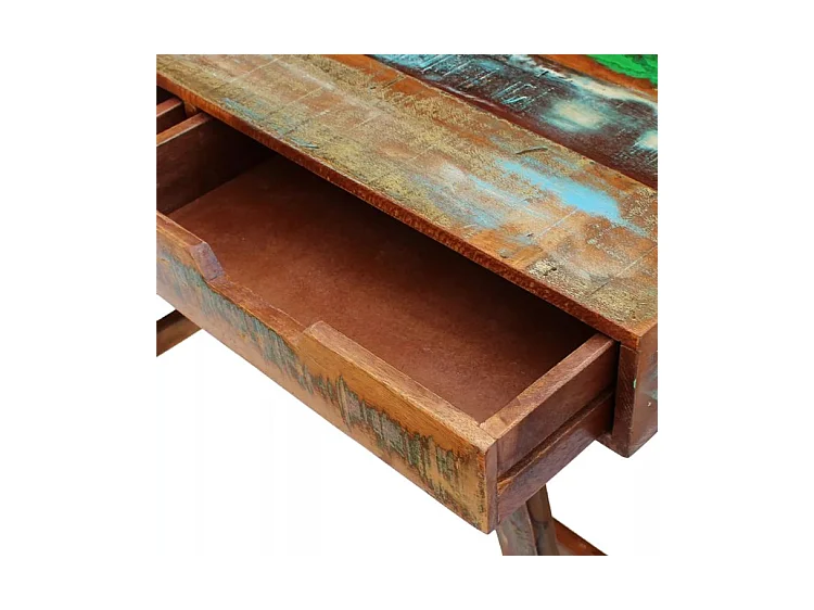 Bureau 2 tiroirs bois massif recyclé Lau