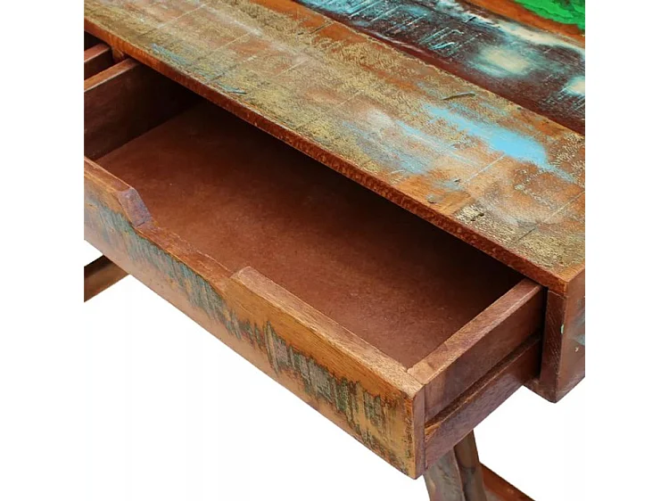 Bureau 2 tiroirs bois massif recyclé Lau