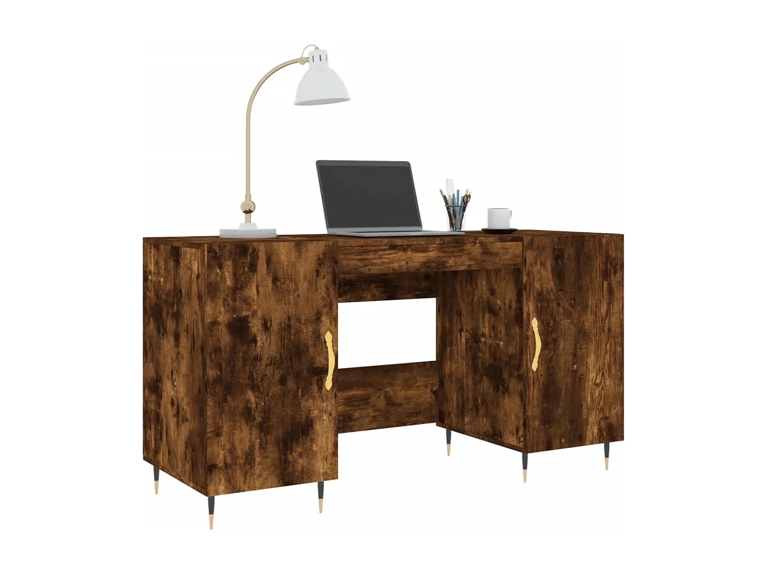 Bureau chêne fumé 140x50x75 bois d'ingénierie