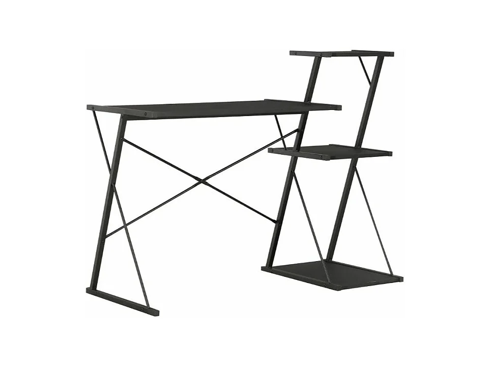 Bureau 3 étagères bois et métal noir Kajal