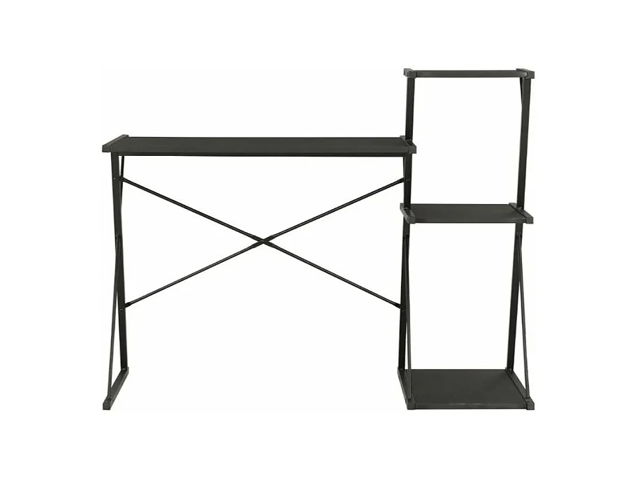 Bureau 3 étagères bois et métal noir Kajal