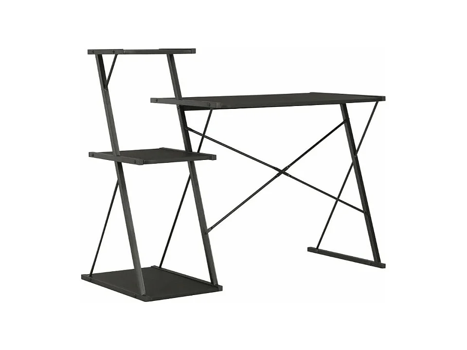 Bureau 3 étagères bois et métal noir Kajal