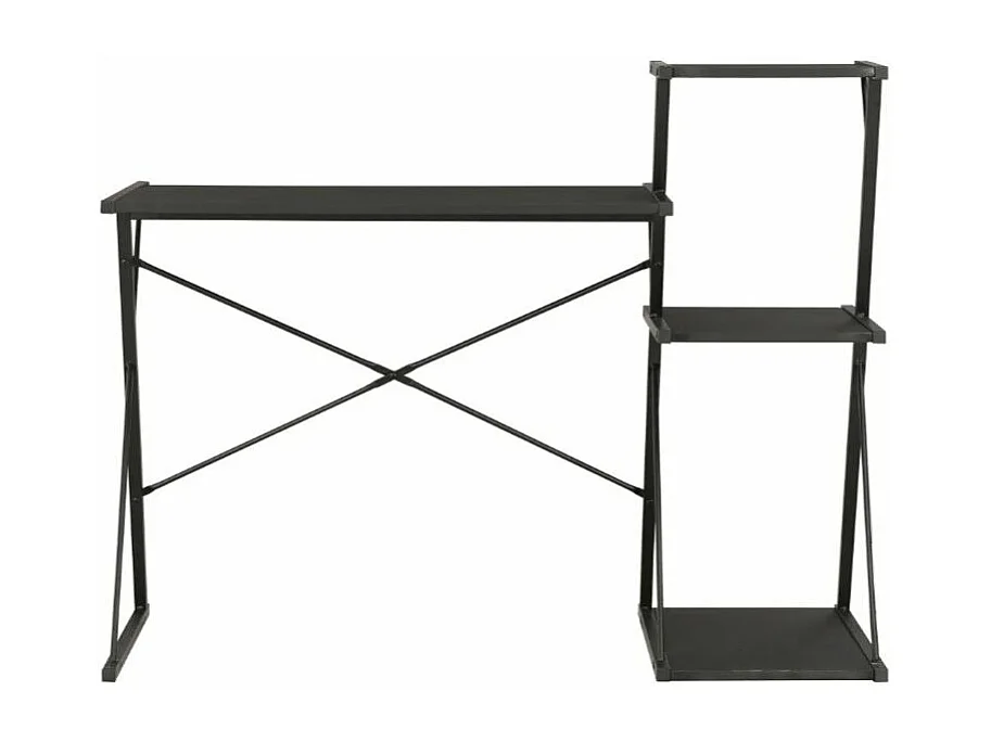 Bureau 3 étagères bois et métal noir Kajal