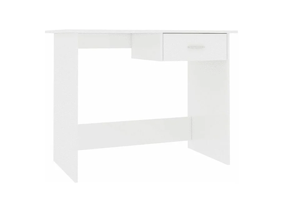 Bureau 1 tiroir bois blanc brillant Athena