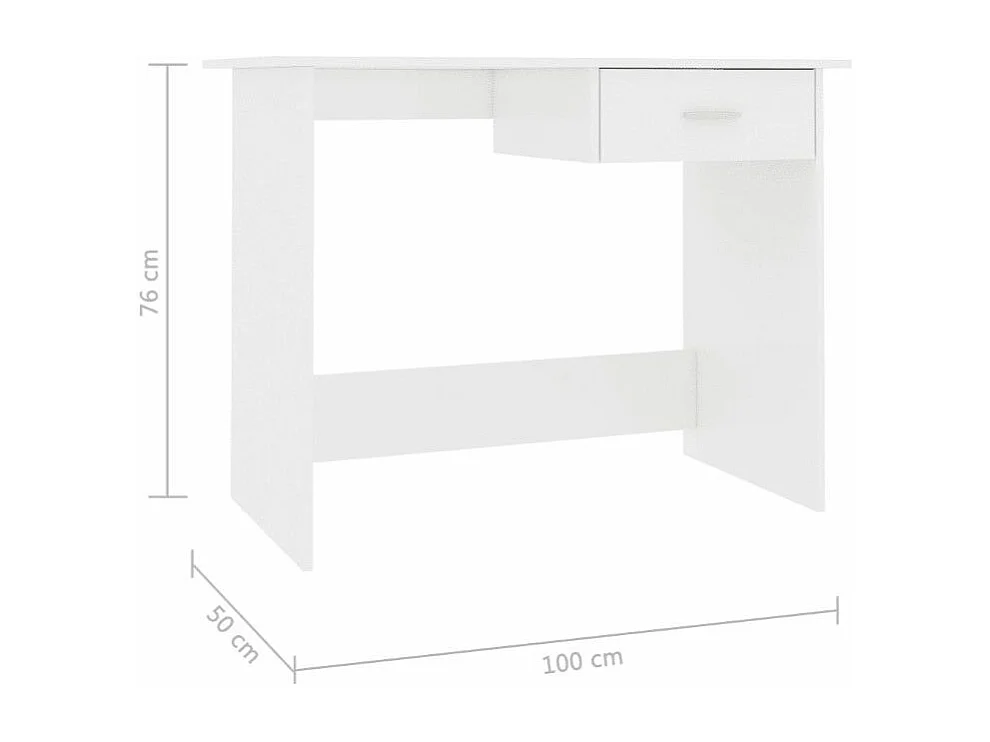 Bureau 1 tiroir bois blanc brillant Athena