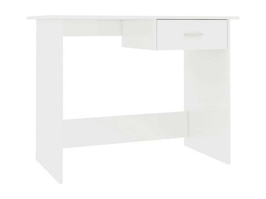 Bureau 1 tiroir bois blanc brillant Athena