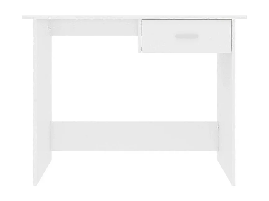 Bureau 1 tiroir bois blanc brillant Athena