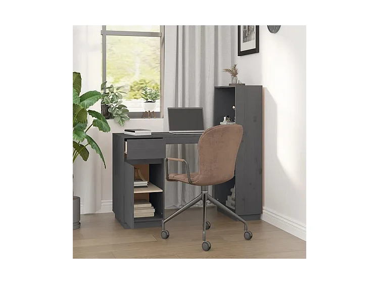 Bureau Gris 110x53x117 Bois massif de pin