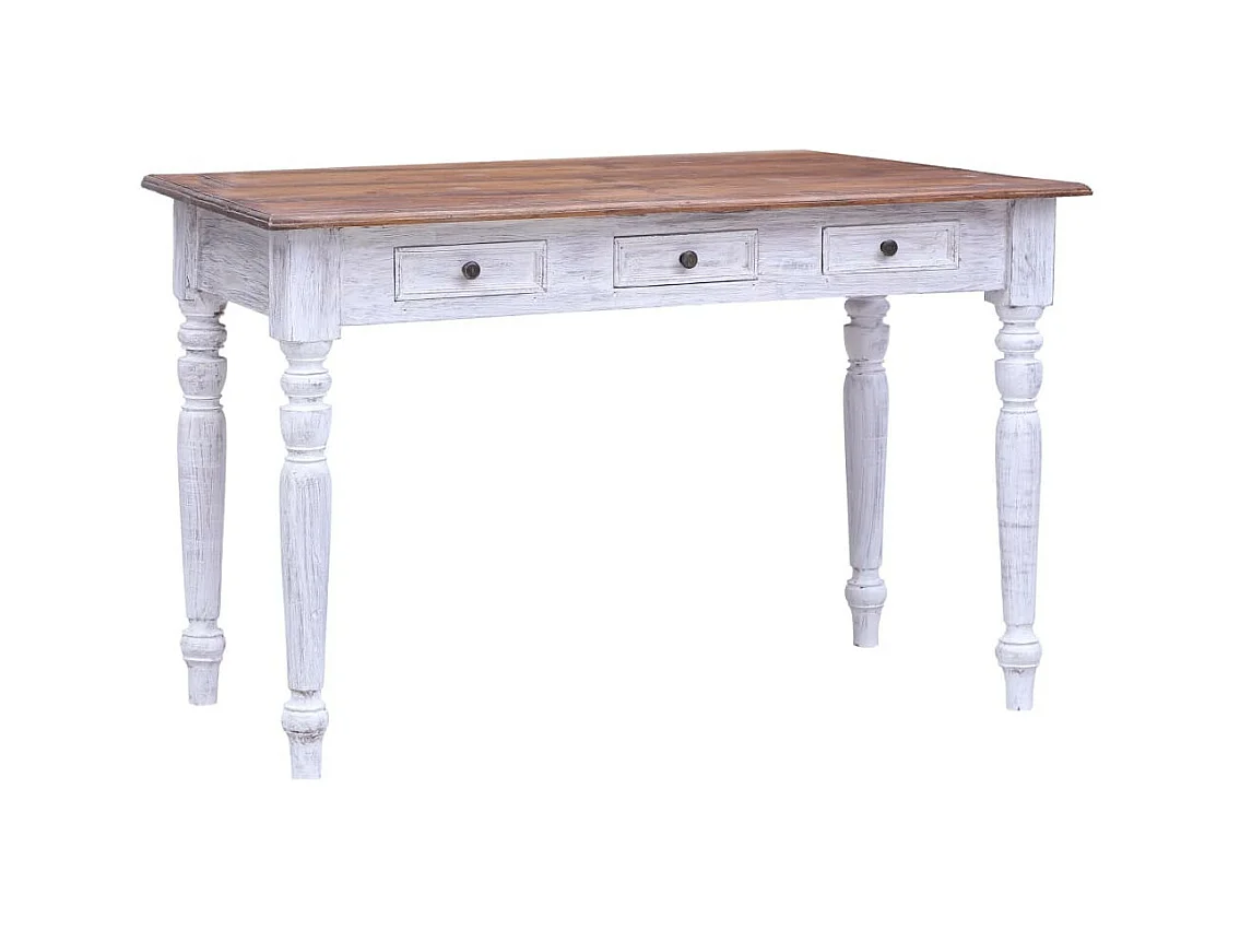 Bureau et tiroirs Blanc 117x57x75 Bois de récupération massif