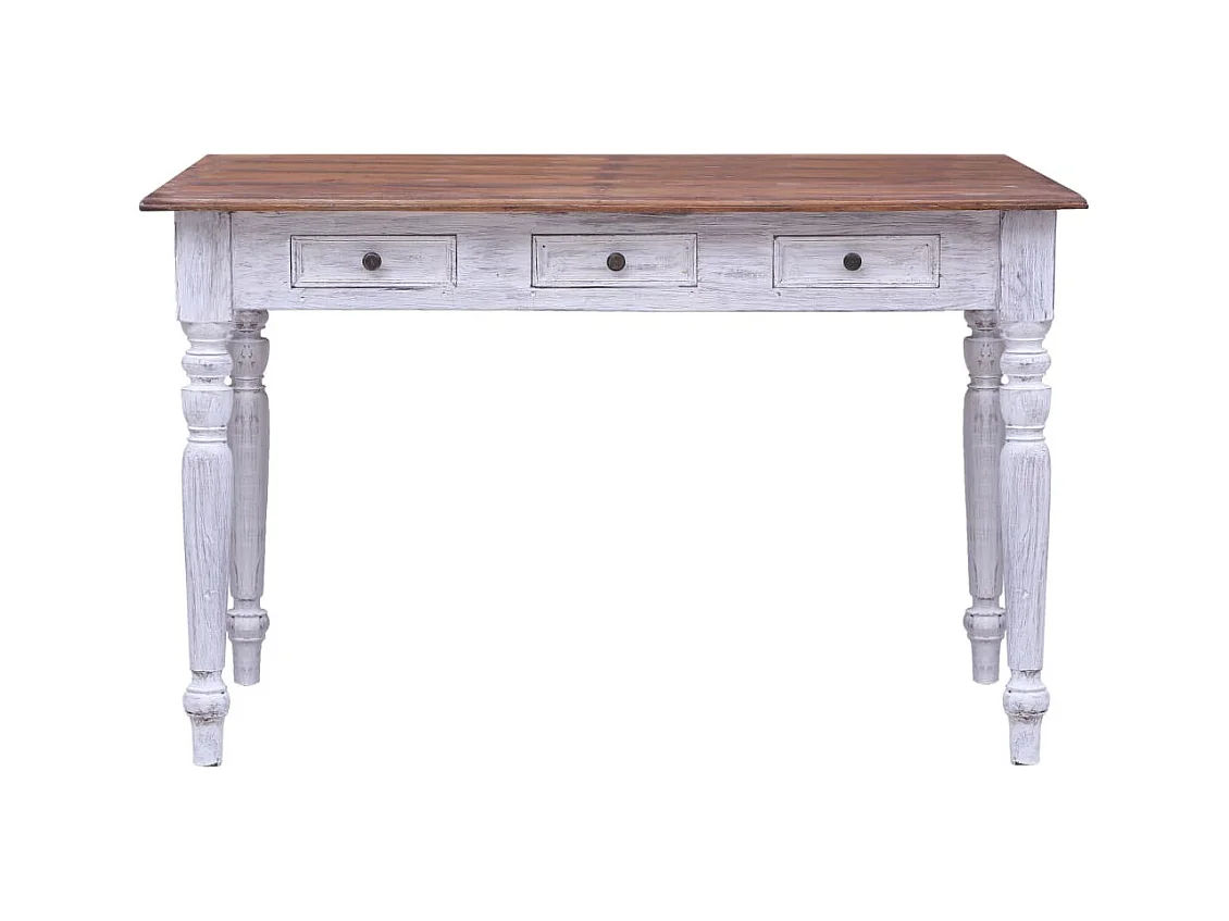 Bureau et tiroirs Blanc 117x57x75 Bois de récupération massif