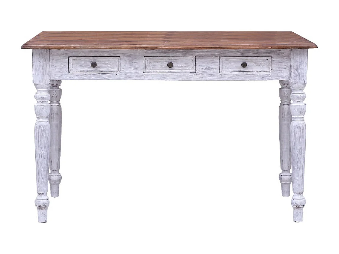 Bureau et tiroirs Blanc 117x57x75 Bois de récupération massif