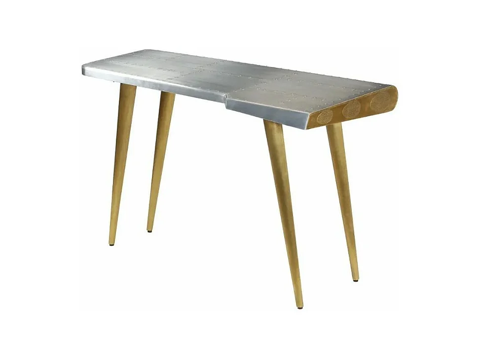 Bureau bois manguier aluminium argenté métal Alpha