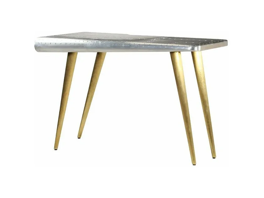 Bureau bois manguier aluminium argenté métal Alpha