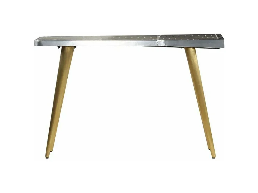 Bureau bois manguier aluminium argenté métal Alpha