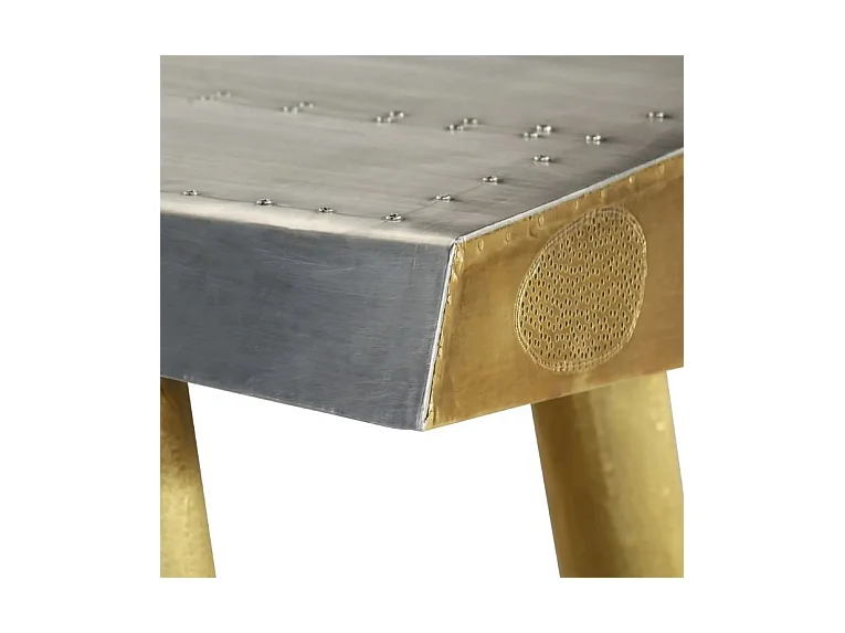 Bureau bois manguier aluminium argenté métal Alpha