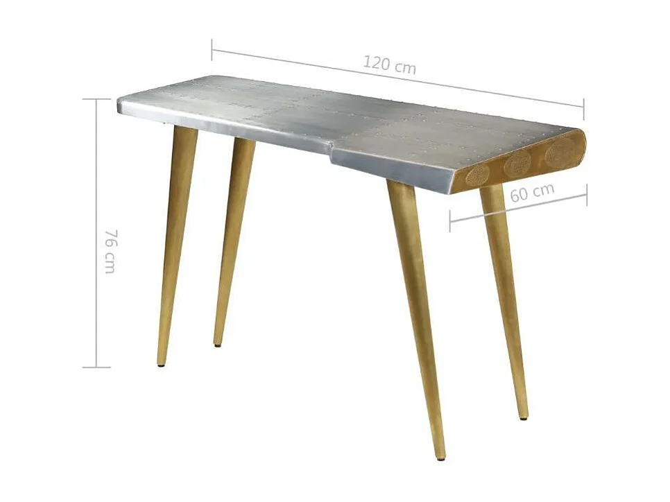 Bureau bois manguier aluminium argenté métal Alpha