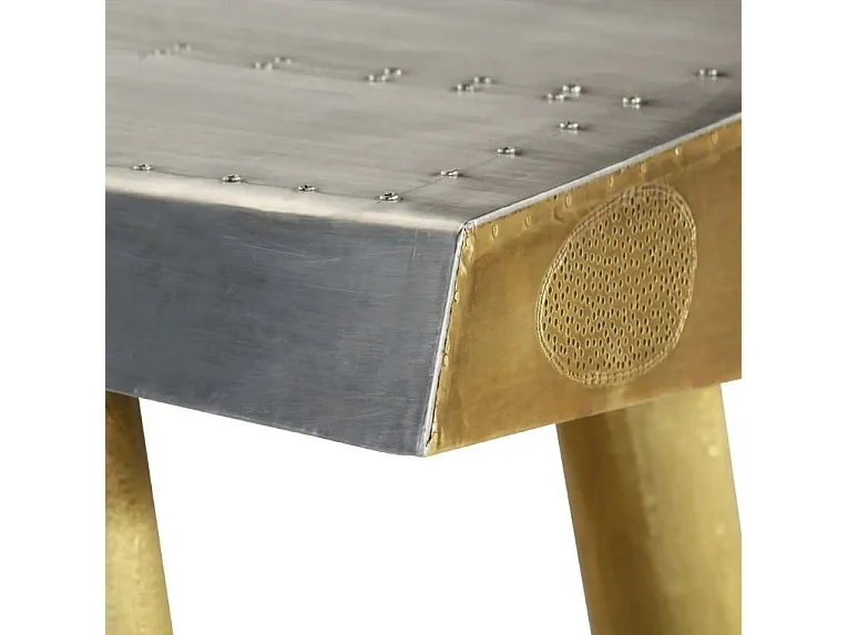 Bureau bois manguier aluminium argenté métal Alpha